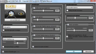 proDAD Mercalli V2 settings