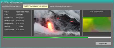 Screenshot Videoanalyse CMOS-Verzerrungen korrigieren