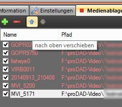Screenshot Medienablage proDAD Video